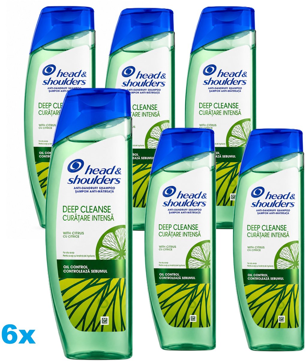 Head & Shoulders Deep Cleanse Shampoo – Oil Control & Citrus – 6 x 300ml