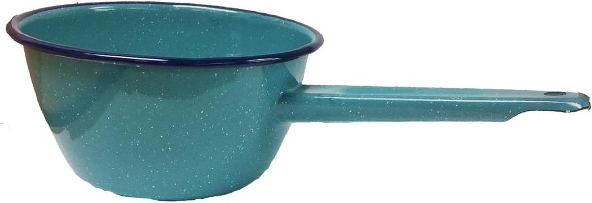 Emaille Sauspan - Kookpan Emaille - Koken aanrecht - Hittebestendig handvat - 1 Liter - Wit