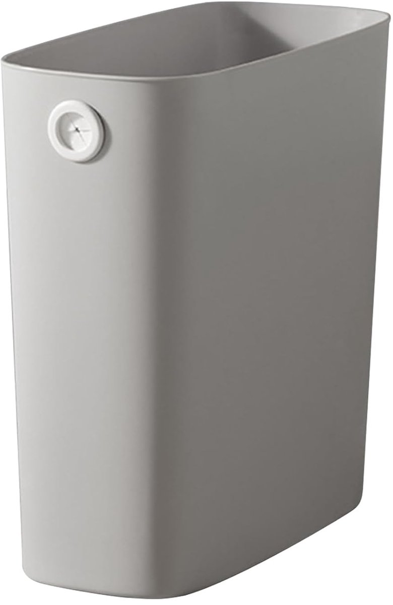 Smalle Prullenbak - Badkamer Emmer - Ruimte Besparen - Vastzet Systeem - 9 Liter - Grijs