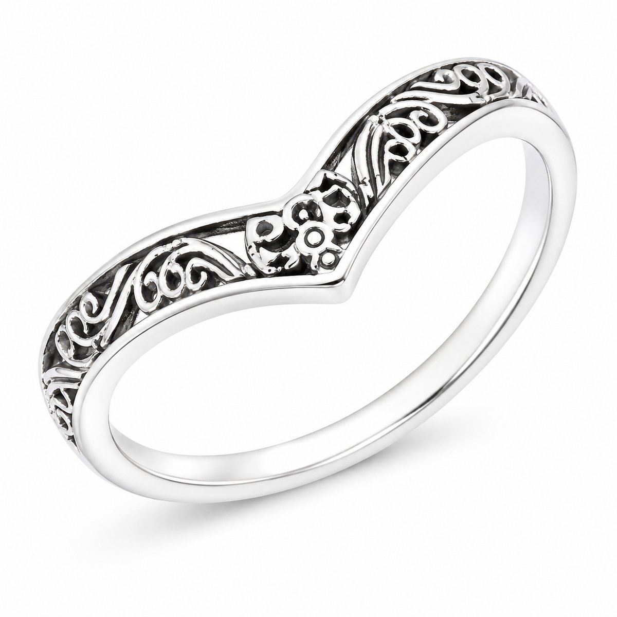 Damesring 925 Zilver – Filigraan Ring – Opengewerkte Zilveren Ring – Boho Ring Dames – Sterling Zilver