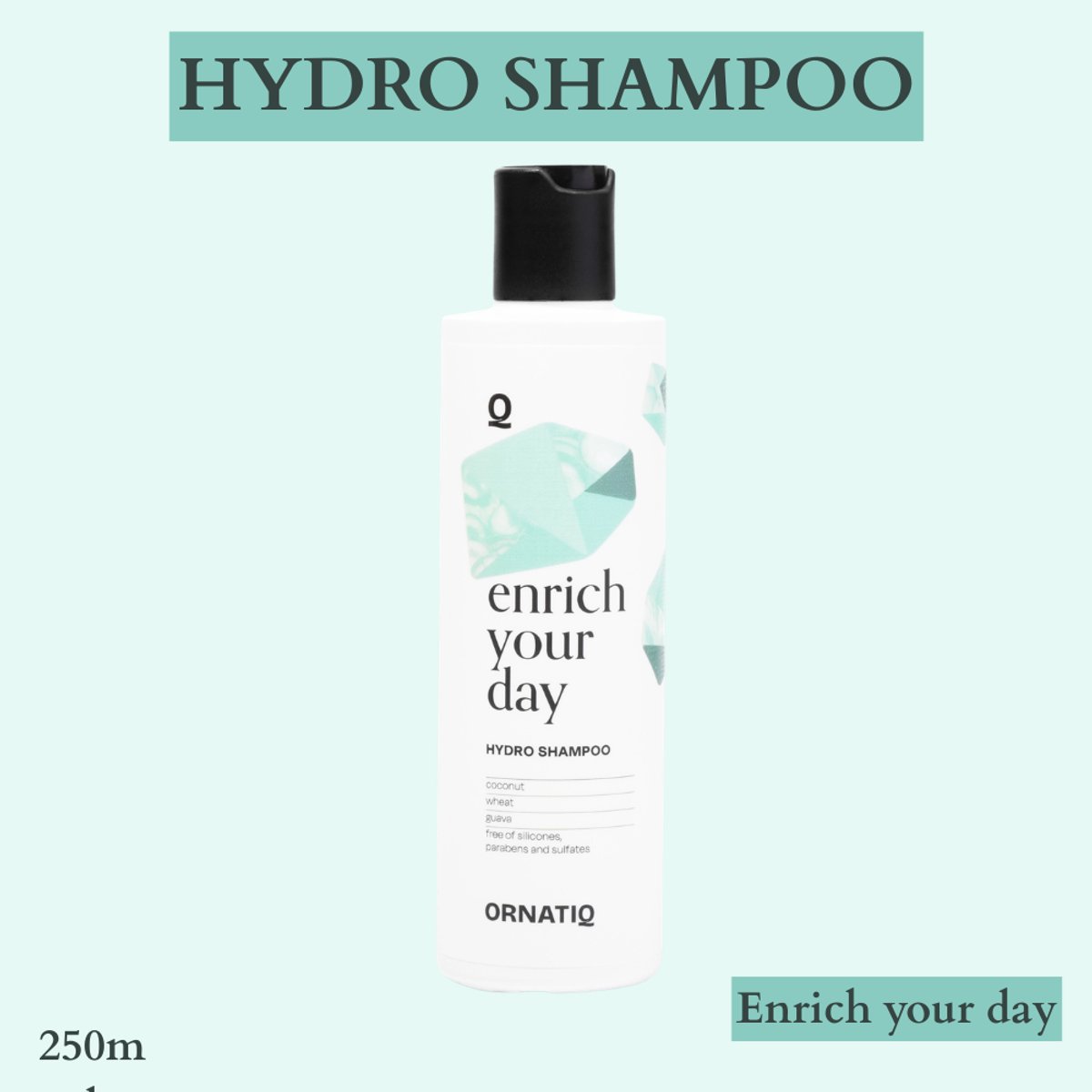 Ornatiq Shampoo Hydraterende Shampoo Hydro voor droog & beschadigd haar Herstellende Shampoo Keratine behandeling 250ml