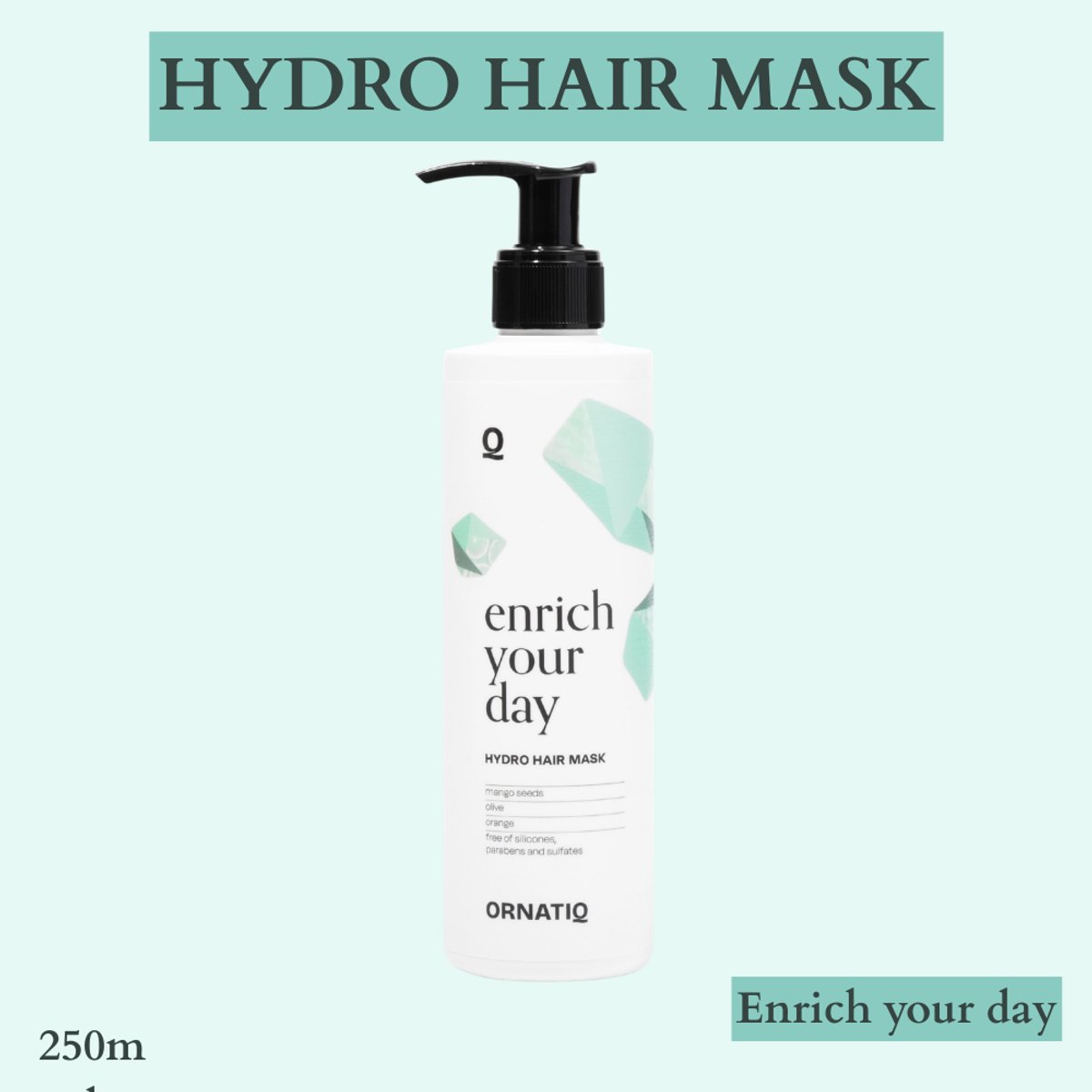 Ornatiq Haarmasker - Hydraterende Masker - Hydro Hair Mask - voor droog & beschadigd haar - Herstellend Keratine behandeling - Leave in - 250ml