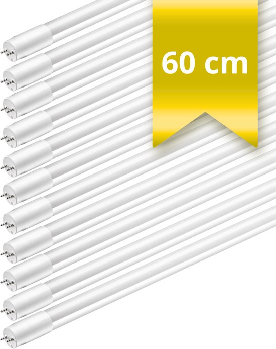 Tien witte TL-buizen van 60 cm met G13 fittingen.