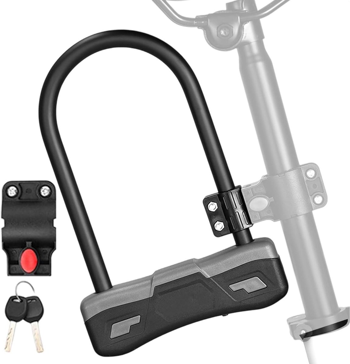 Fietsdiefstalbeveiliging - Versterkt slot - Fietsbeveiliging - Dubbel vergrendelingsmechanisme - 255 x 182 x 4 cm - Zwart