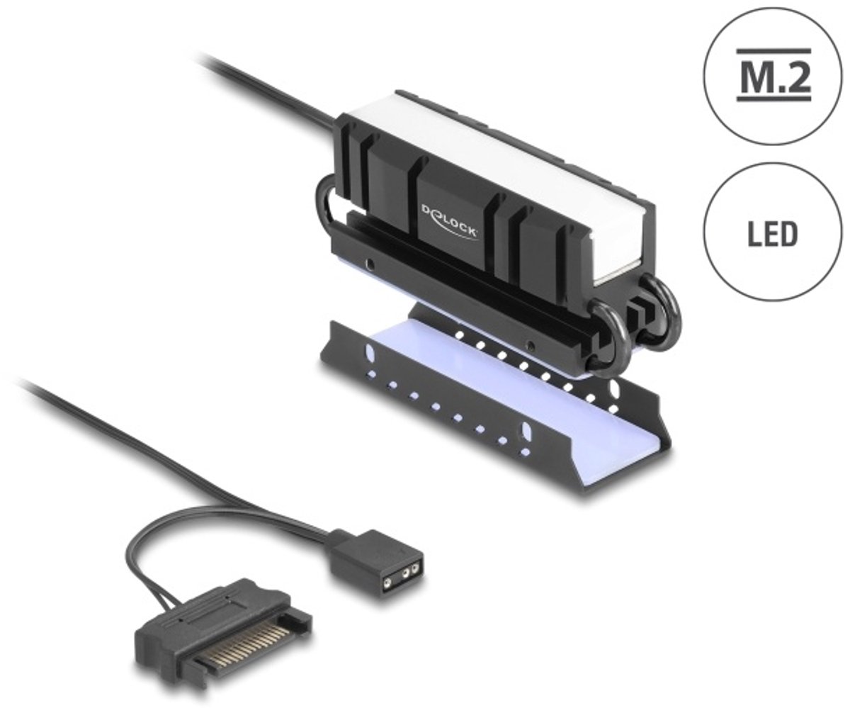 Delock M.2 Kühlkoerper für SSD 2280 mit RGB LED Beleuchtung (18460)