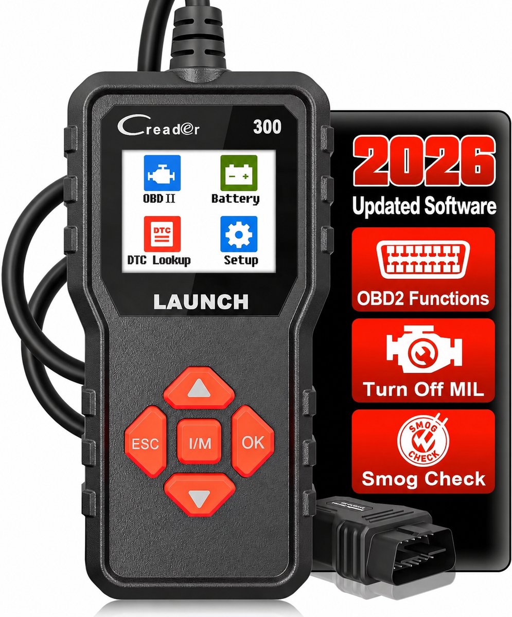 LAUNCH CR300 OBD2 codelezer met DTC database live data IM readiness freeze frame O2 en EVAP tests on board monitoring 9 talen plug and play
