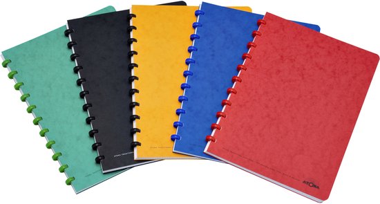 Vijf ringbanden in groen, zwart, geel, blauw en rood, met gekleurde ringen.