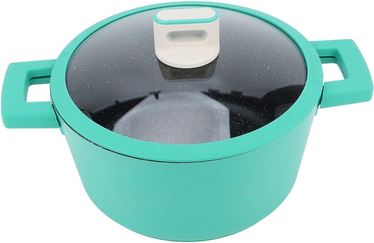 Soeppan met deksel - Pastapot Kookgerei - Koken in keuken - Antiaanbaklaag - 24 cm diameter - Zwart