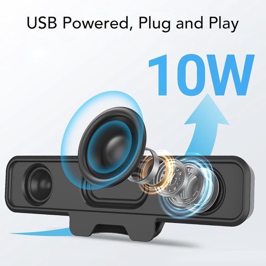 10W PC Luidspreker met USB-A/C Aansluiting - HD Stereogeluid voor Monitor, Laptop en Bureau — afbeelding 5