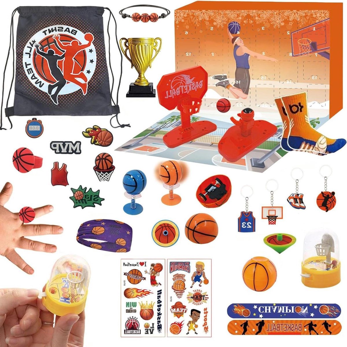 Kerst Kalender - Basketbal Set - Dagen Vullen - 24 Accessoires - 34 x 24 cm - Niet gespecificeerd
