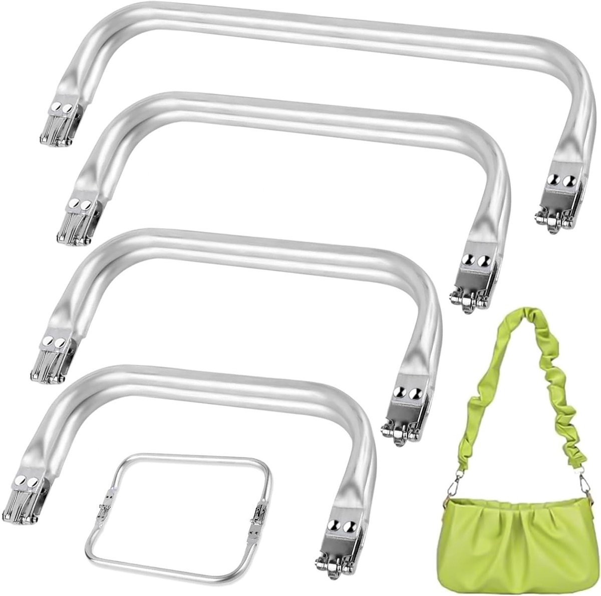 Set van 4 U-vormige Aluminium Tasframes voor Handtassen en DIY Projecten - 16/18/20/25 cm Sluitingen voor Creatieve Klussen