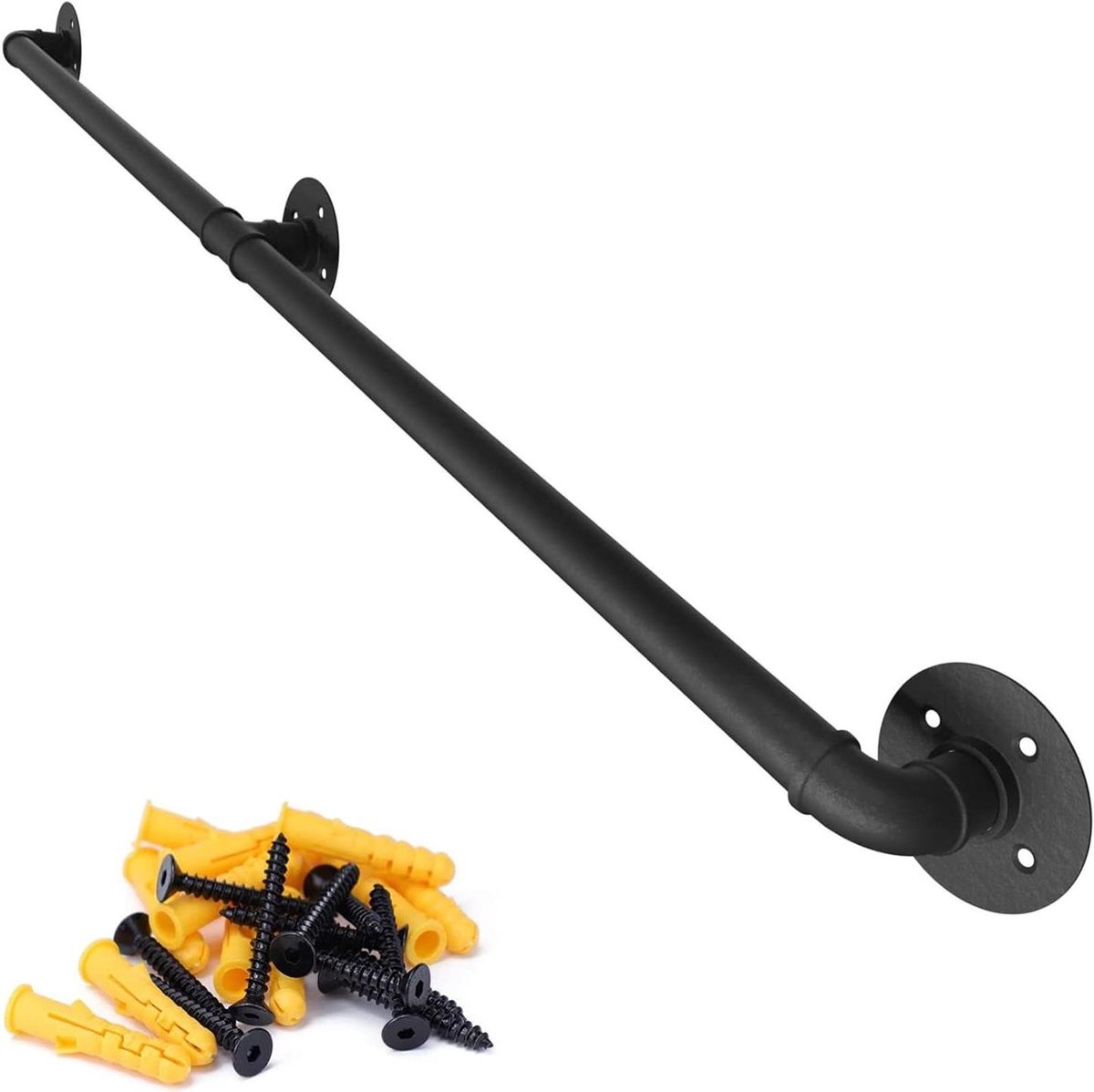 Metalen trapleuning - Muursteun exterieur - Veilig traplopen - Smeedijzer design - 2.7 meter - Zwart