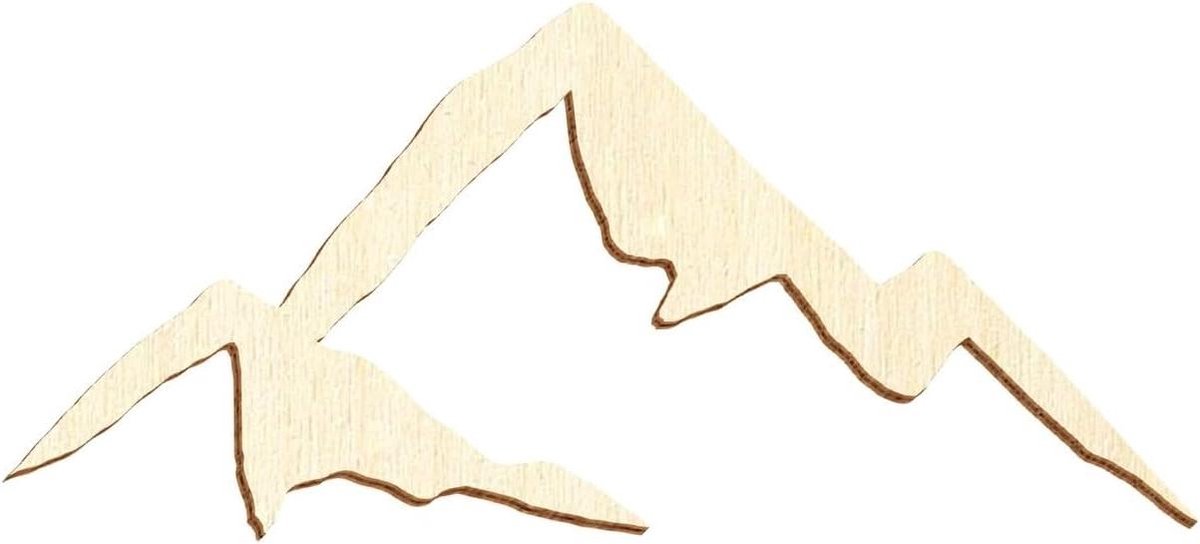 Houten Berg Silhouet - Decoratie Hout - Creatief Knutselen - Gelaserd Design Bruine Rand - 13cm Breed - Natuurlijk Hout