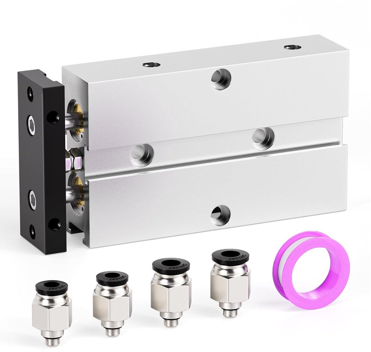 Luchtcilinder Dubbelwerkend Pneumatische Cilinder Industriële Automatisering Dubbele Stang Ontwerp 32mm Boring 75mm Slag Aluminiumkleur
