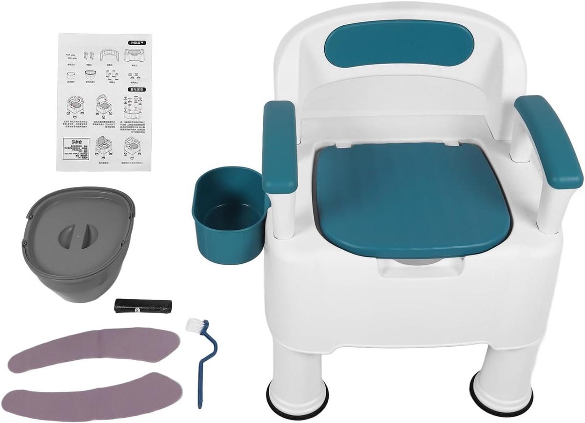 Nachtkast Toiletstoel - Po Stoel Ouderen - Comfortabel Zitten - Dubbele Geurafdichting - 54 x 50 x 64 cm - Wit