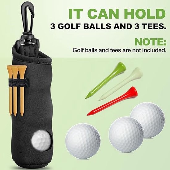 Zwarte 4-delige golf tee-rack, draagtas, balhouder, sleutelhanger, riemclip, cadeau-accessoire. Ballen en tee niet inbegrepen. van Greenplay — afbeelding 5