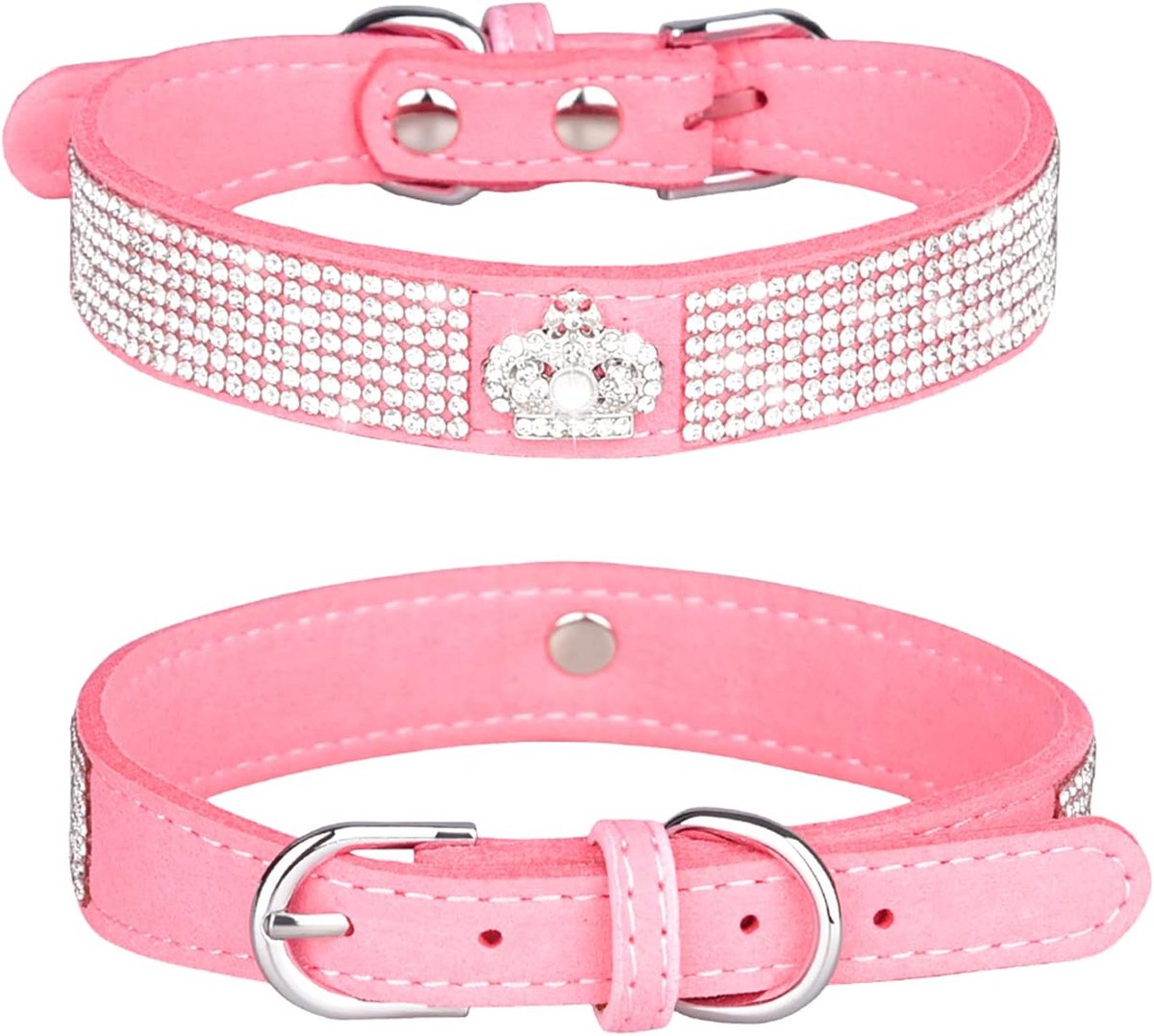 Halsband Geschikt voor honden met strasssteentjes, zachte hondenhalsband van imitatieleer maat M