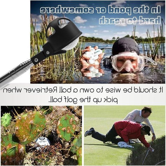 Verstelbare Golfbal Retriever van RVS met Telescopische Handgreep en Automatische Vergrendeling - 1,89 Meter Lang voor het Vissen van Golfballen — afbeelding 4