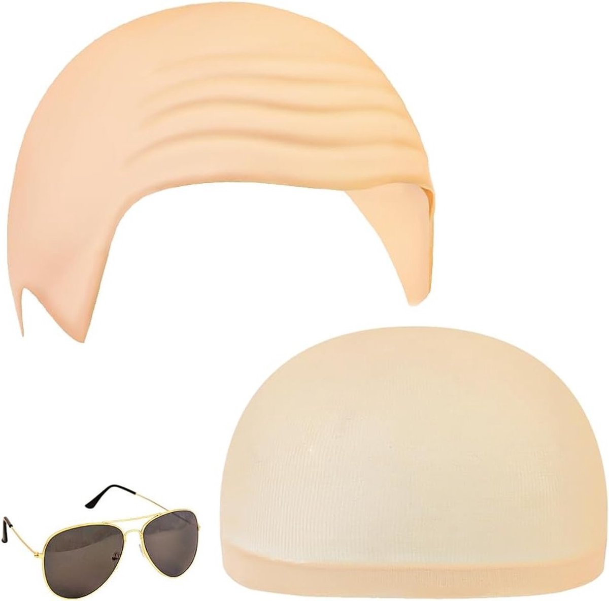Set van 3 Latex Kale Hoedjes voor Volwassenen met Elastische Haarnet en Zonnebril - Perfect voor Halloween, Maskerbal en Cosplay