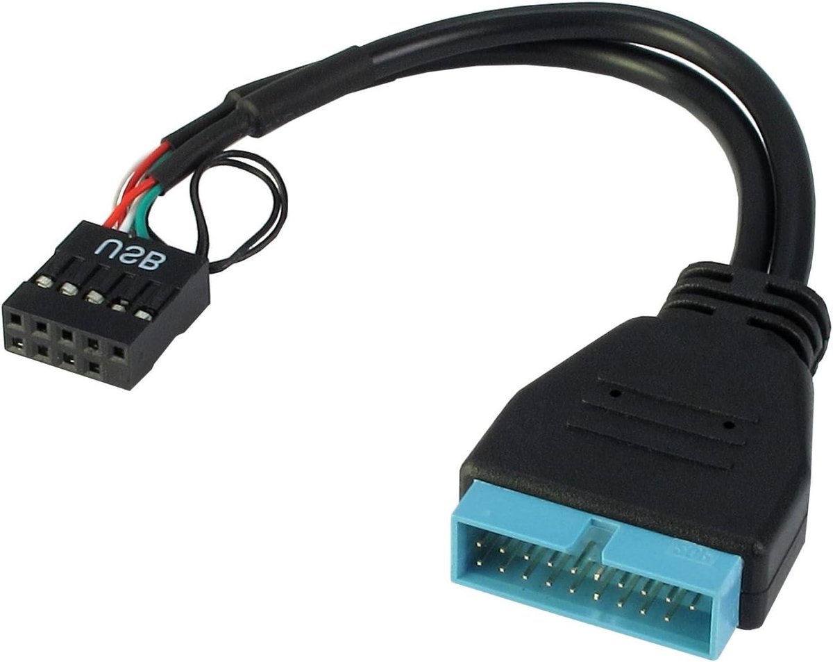 USB Adapter - Converter Kabel - PC Uitbreiding - Intern Aansluiting - 15 cm - Zwart