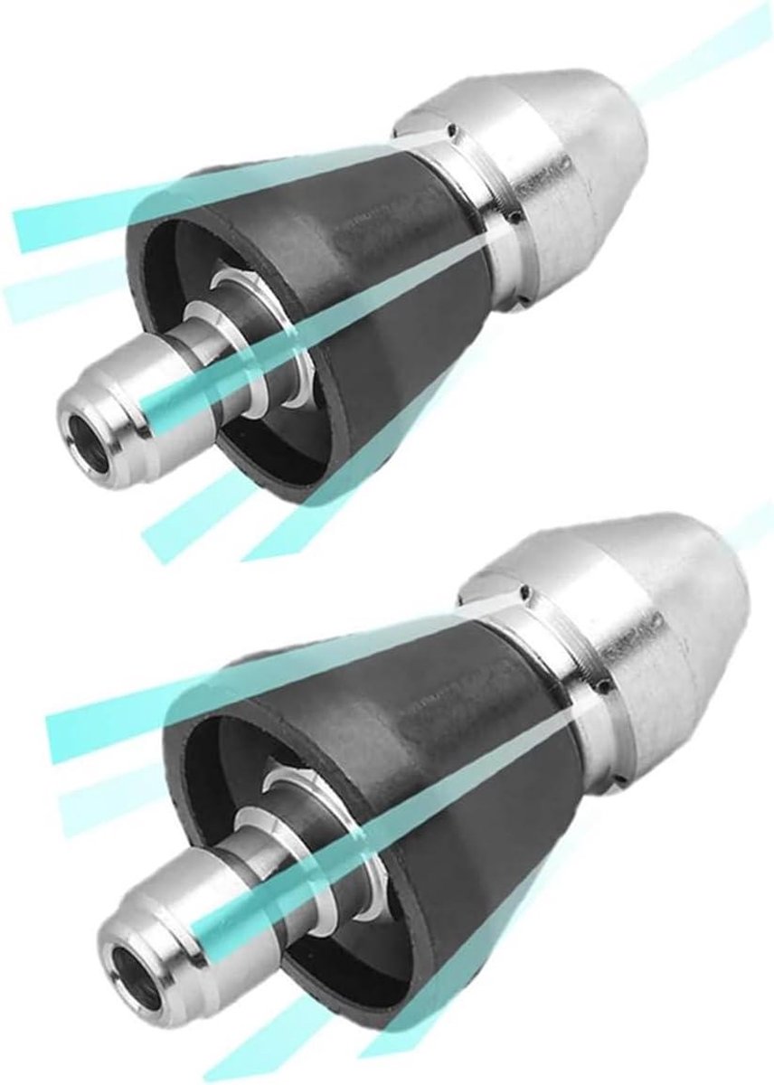 Hogedrukreiniger Riool Mondstuk - Riool Jetter Slangmondstuk - Verstoppingen Verwijderen - Roestvrij Staal Ontwerp - 3/8 " Snelle Connector - Zilver