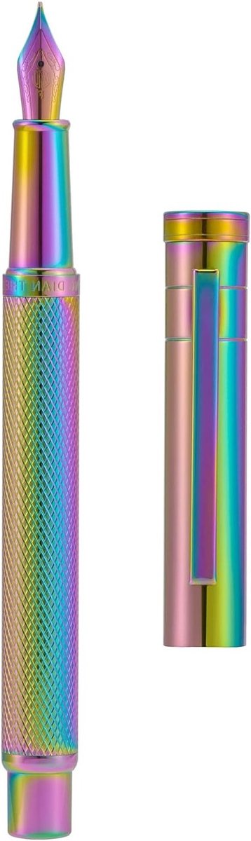 Klassieke Regenboog Vulpen met Medium Nib, Inclusief Converter en Luxe Metalen Doos, Perfect voor Schrijven en Cadeaus
