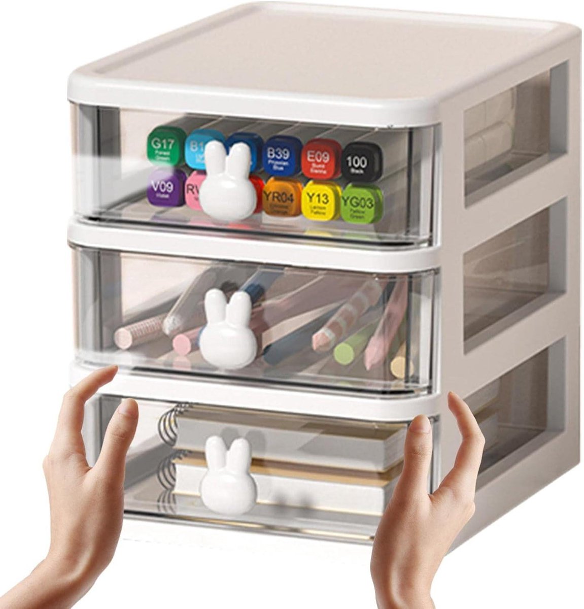 Cosmetica Organizer - Make-up Lade - Bureau Opbergen - Transparant Design - 4 Lagen - Wit