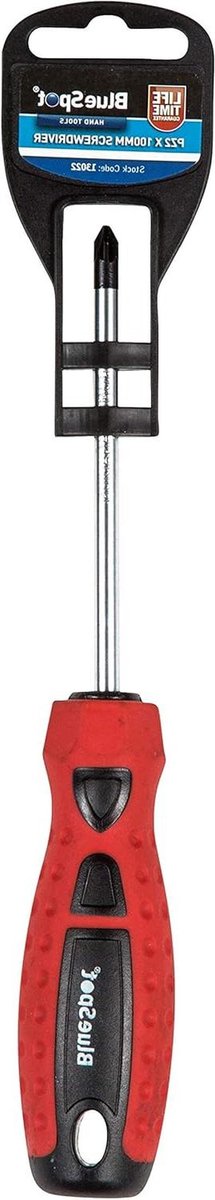 Pozi Schroevendraaier - Kruiskopschroevendraaier - Vastzetten Schroeven - Magnetische Punt - PZ 2 x 100 mm - Rood