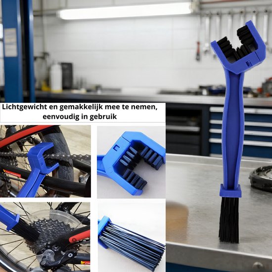 Luxamore® Kettingborstel voor Fiets & Motor - Fietsketting Reiniger & Motor Ketting Schoonmaakborstel - Geschikt voor MTB, Racefiets, Scooter & Brommer - Diepe Reiniging - Blauw van Merkloos — afbeelding 3