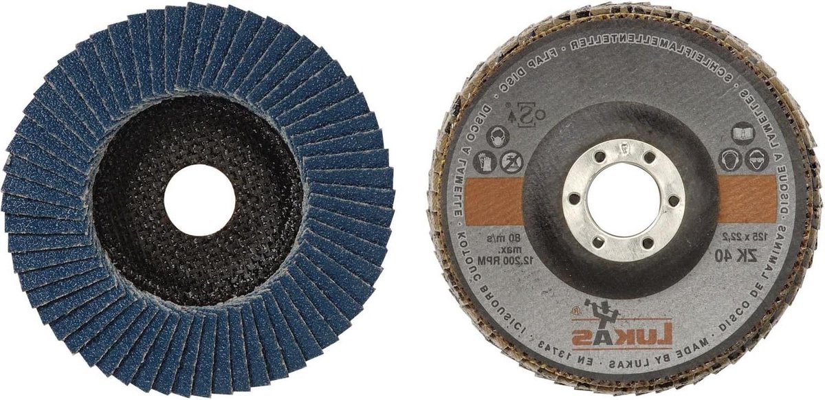 Lamellenschijven - Slijpschijven - Metaal Bewerken - Geïntegreerde Koelgleuven - Ø 125 mm Korrel 60 - Zilver