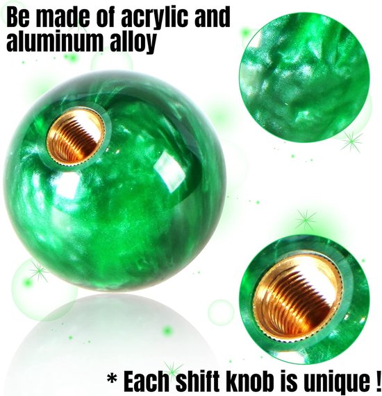 Schakelknop - Versnellingspookknop - Auto Interieur - Gemarmerde Stijl - 5.4 cm Diameter - Groen — afbeelding 3