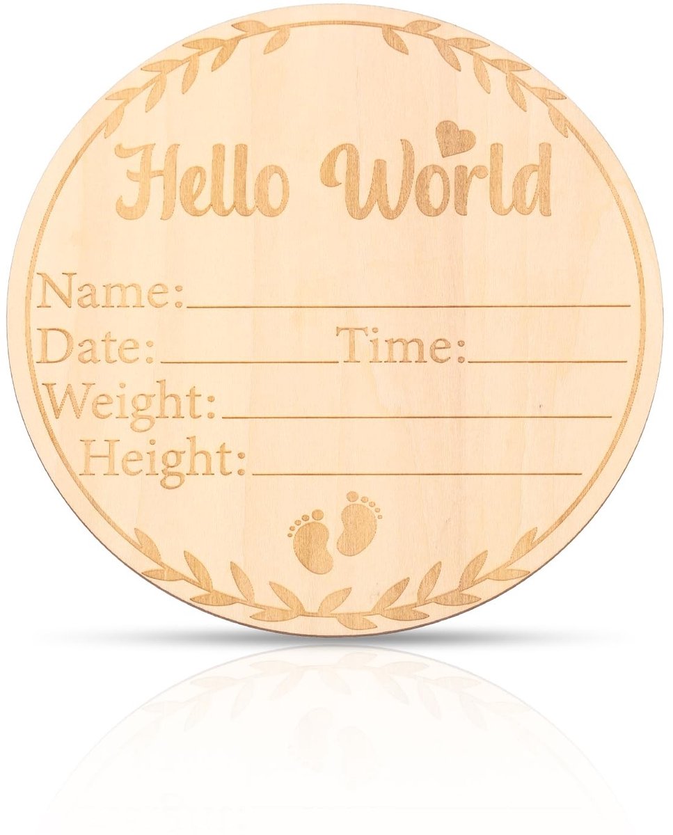 aladdien - Babyaankondigingsteken - Houten Pasgeboren Teken - 14,8 cm - Geboorteaankondigingskaarten - Perfect voor Babycadeau - Stijl 1