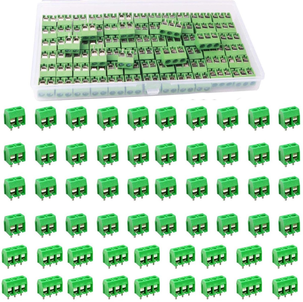 RUNCCI-YUN 100 Stuks 5mm 2/3 Pin PCB Schroefklemmen Blokconnectoren Blauw