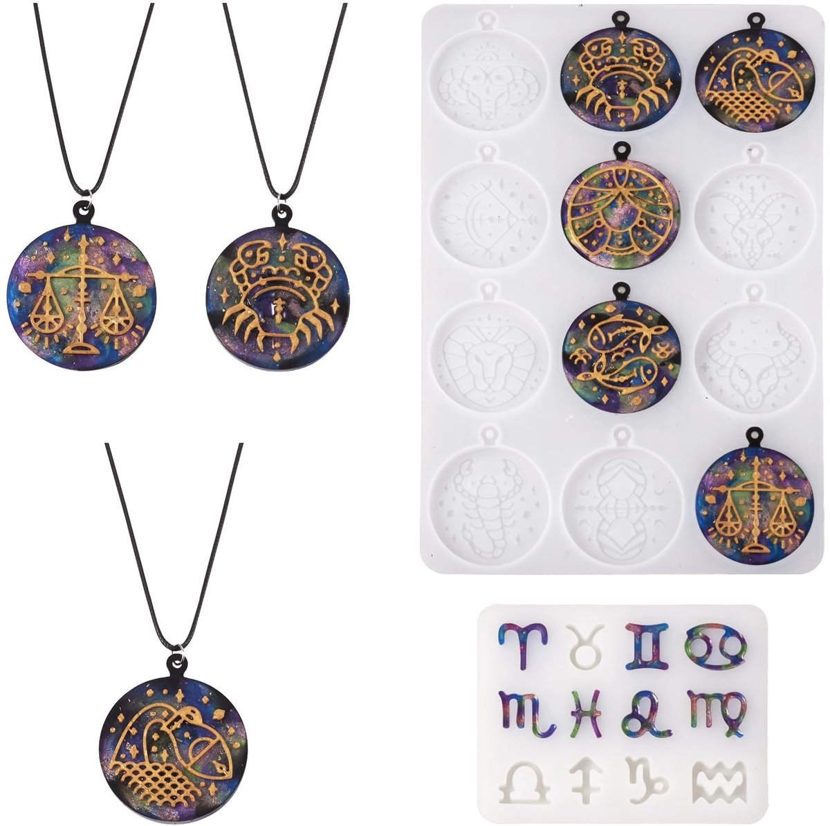 PandaHall 2 Stuks Silicone Mallen voor Zodiac Pendant - DIY Resin Molds
