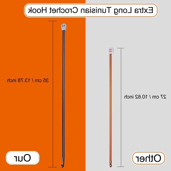 Set van 3 extra lange haaknaalden van 4mm, 5mm en 6mm - Lichtgewicht aluminium voor haken en breien, ideaal voor beginners en ervaren handwerkers van Merkloos — afbeelding 5