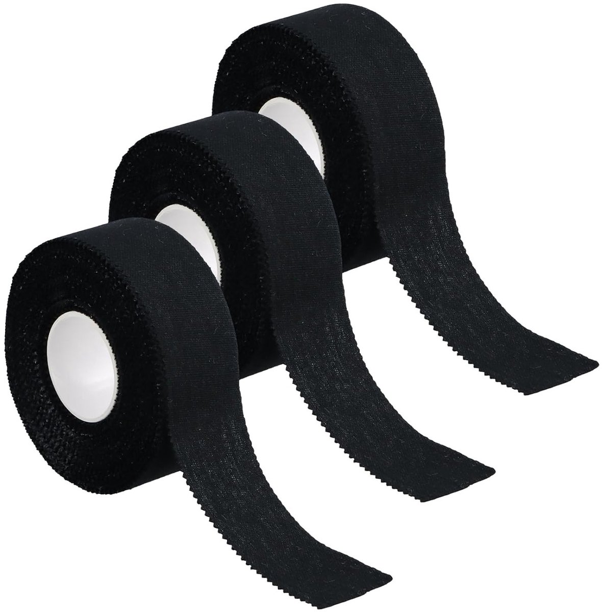 3 Rollen Sporttape 2.5 cm x 10 m - Hypoallergene Hechtape voor Vingers, Sportbandage en Grip Tape voor Voetbal en Volleybal (Zwart)