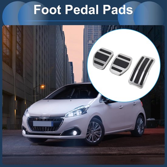 Pedaal Covers Set - Voetsteun Pedaal - Veiliger Rijden - Anti-slip Rubber - 3 Delig - Zilver — afbeelding 2