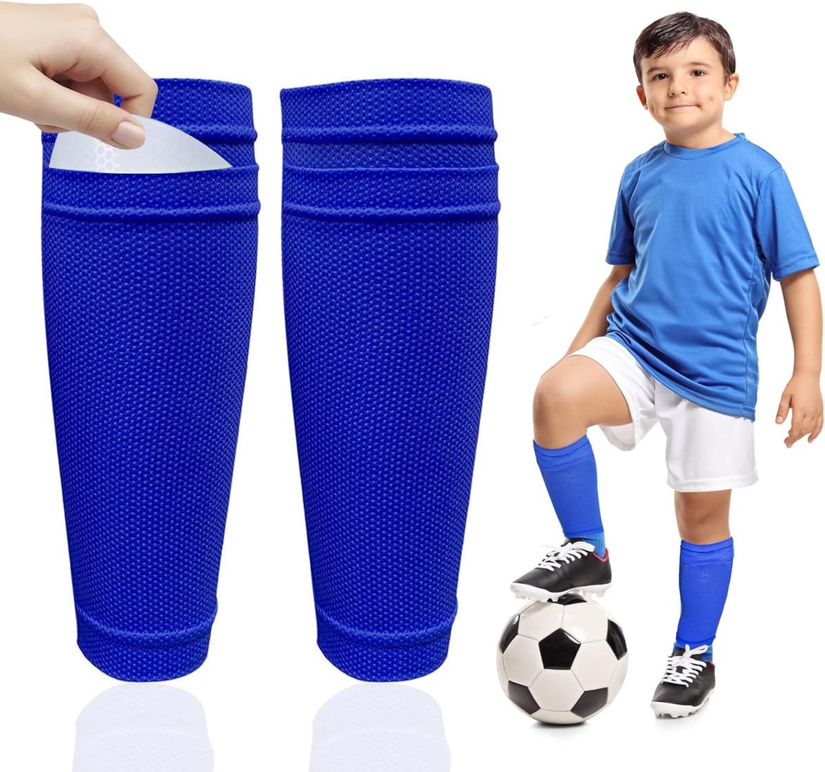 Elastische en Ademend Voetbal Kousen voor Kinderen van 6 tot 10 Jaar, Geschikt voor Sportactiviteiten, Blauw