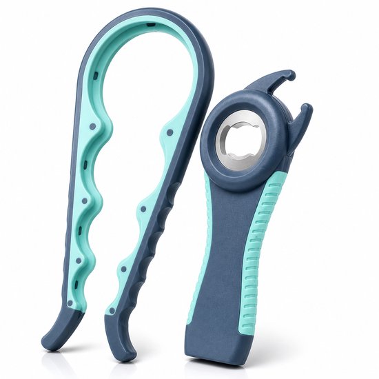 BOTC Blikopener - 5 in 1 Multi Grip Opener - Dopopener- Pottenopener - Schroefdopopener - hemelsblauw - Blauw