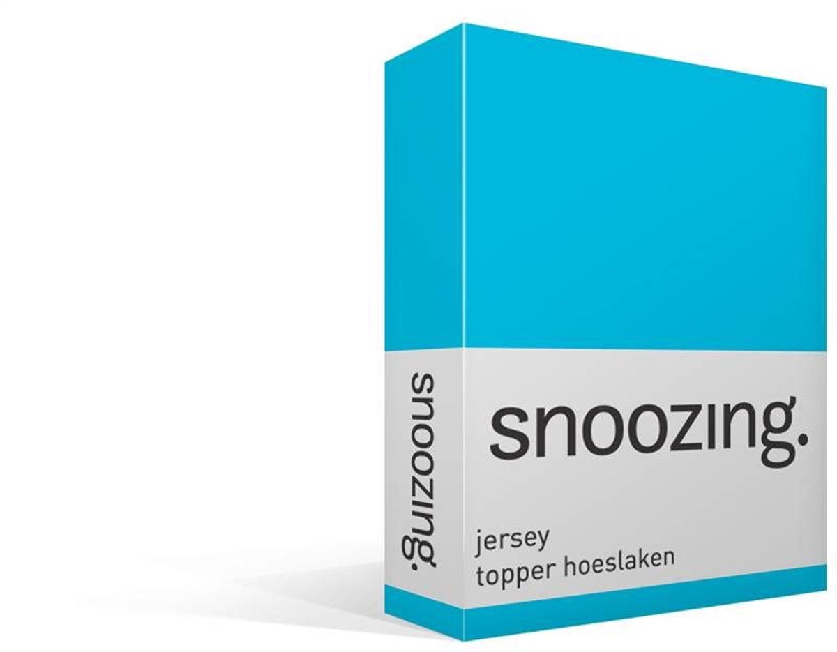 Snoozing Jersey - Topper Hoeslaken  - 100% gebreide katoen - 200x210/220 cm - Turquoise