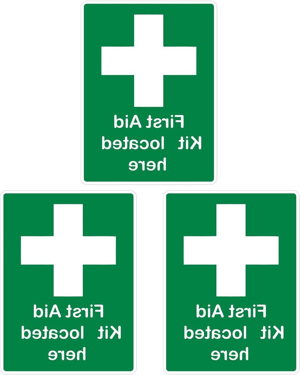 Ehbo Teken Stickers - Noodveiligheid Borden - Veiligheid Aangeven - Zelfklevend En Stevig - 3 Stuks 15x20cm - Groen