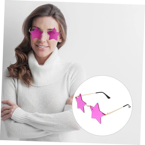 Feest Zonnebrillen - Grappige Brillen - Verkleedfeest Accessoires - Stervormig Randloos Design - 5 Paren - Gekleurd — afbeelding 4