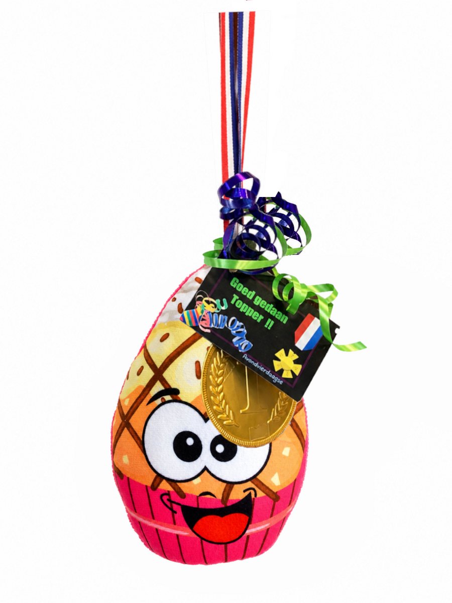 Avondvierdaagse Wandelvierdaagse Omhangcadeau - Stoere Cupcake met Gouden Medaille