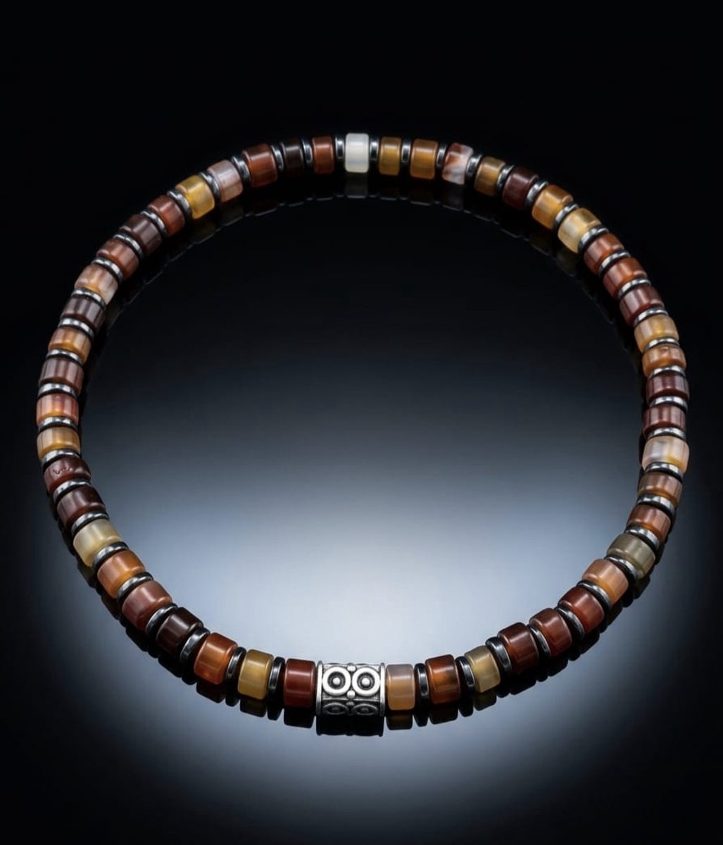 Oranje Jade Armband - 4mm Ronde Kralen - 921 Zilver - Vrolijk Moederdag Cadeau