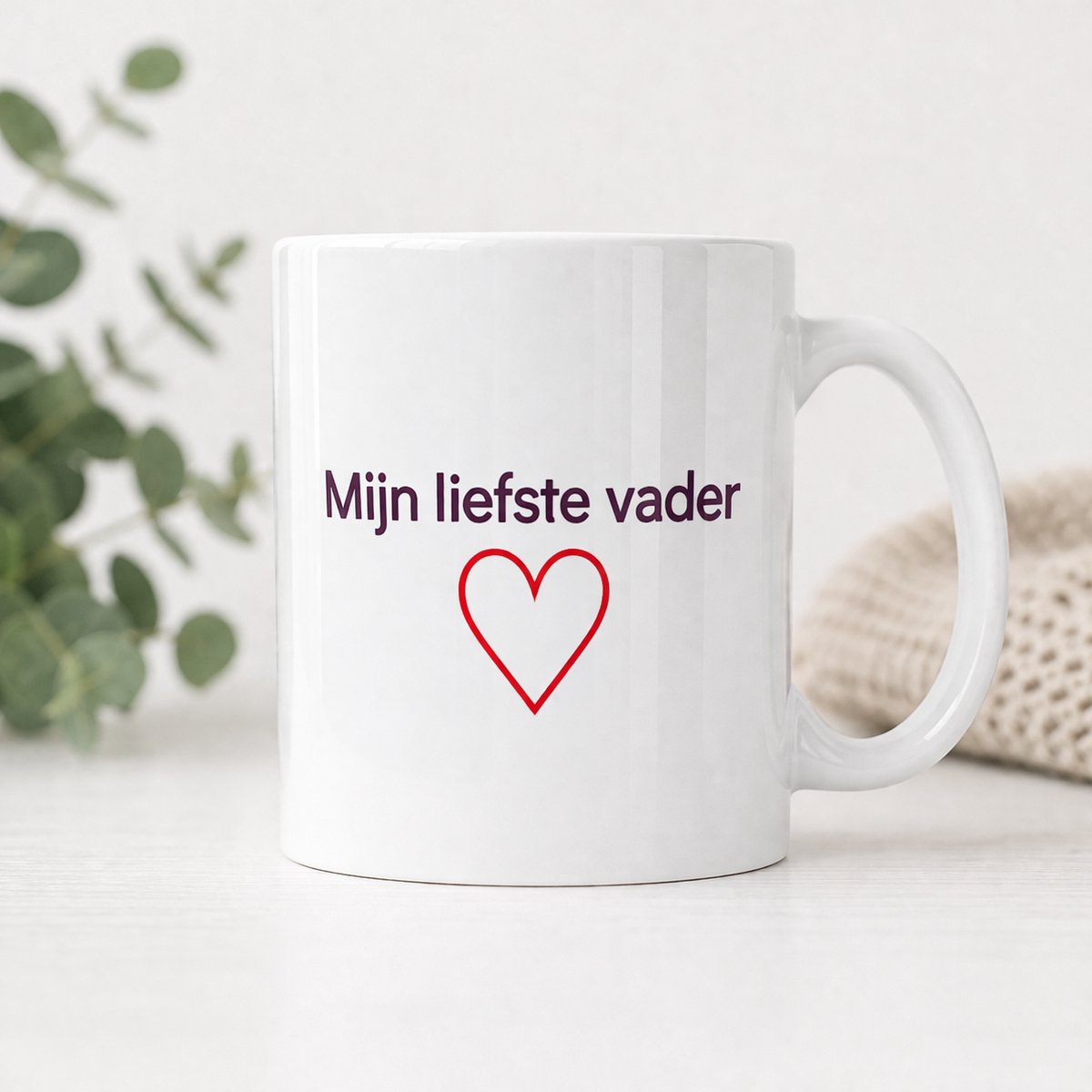 Mijn Liefste Vader Mok – Witte Koffiemok met Hartje – Cadeau voor Vader – Keramische Mok 325ml – Vaderdag Cadeau – Vaatwasserbestendig