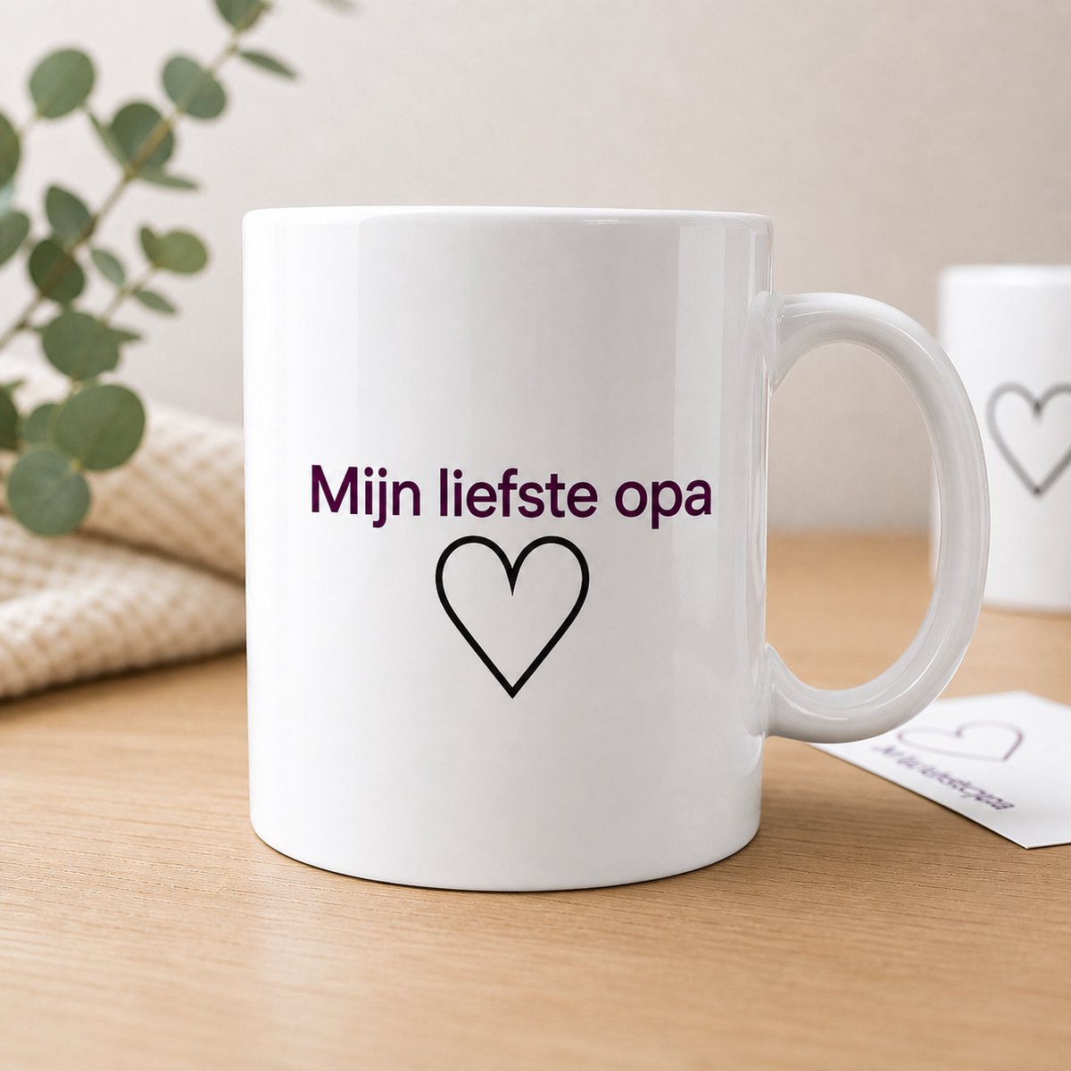Mijn Liefste Opa Mok – Witte Koffiemok met Hartje – Cadeau voor Opa – Keramische Mok 325ml – Vaatwasserbestendig