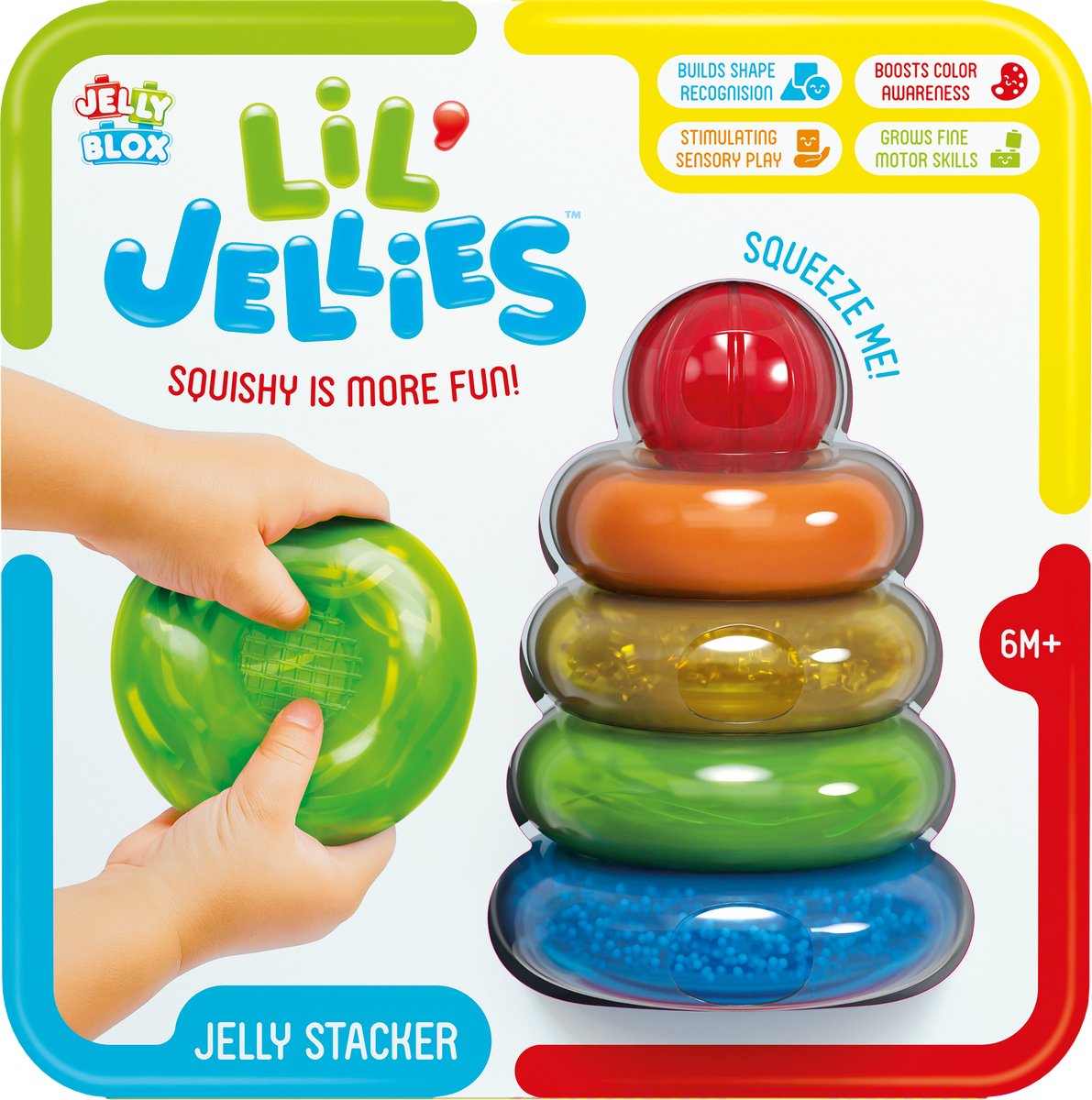 Goliath Lil’ Jellies Jelly Stacker – Stapelspeelgoed – Educatief speelgoed – Sensorisch speelgoed - Speelgoed baby – Stapeltoren – Zachte blokken – BPA vrij – Pijnvrije ervaring – vanaf 6 maanden – Makkelijk schoon te maken