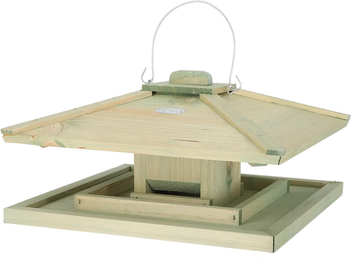 Japans vogelvoederhuis (hangend) - 19 cm hoog - Vurenhout - voederstation - voedersystemen - voederhanger - tuindecoratie - tuinaccessoire - geschenk - cadeau - gift - vogelliefhebbers
