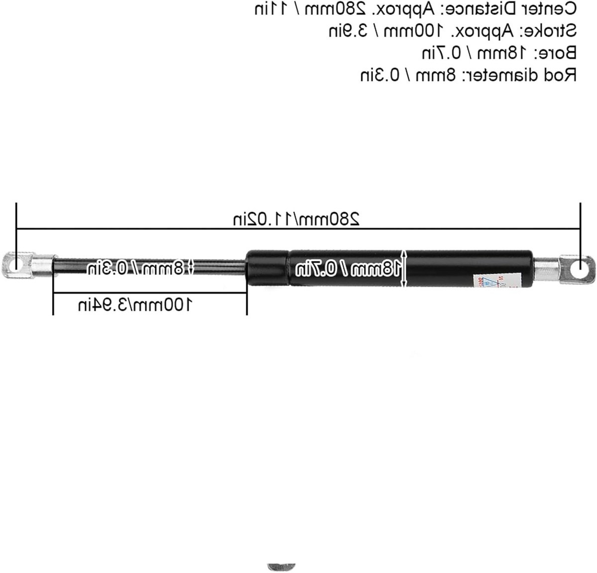 Gasveer Demper 100N/300N/500N 100mm - Ideaal voor Achterklep, Caravans en Meubeltoepassingen