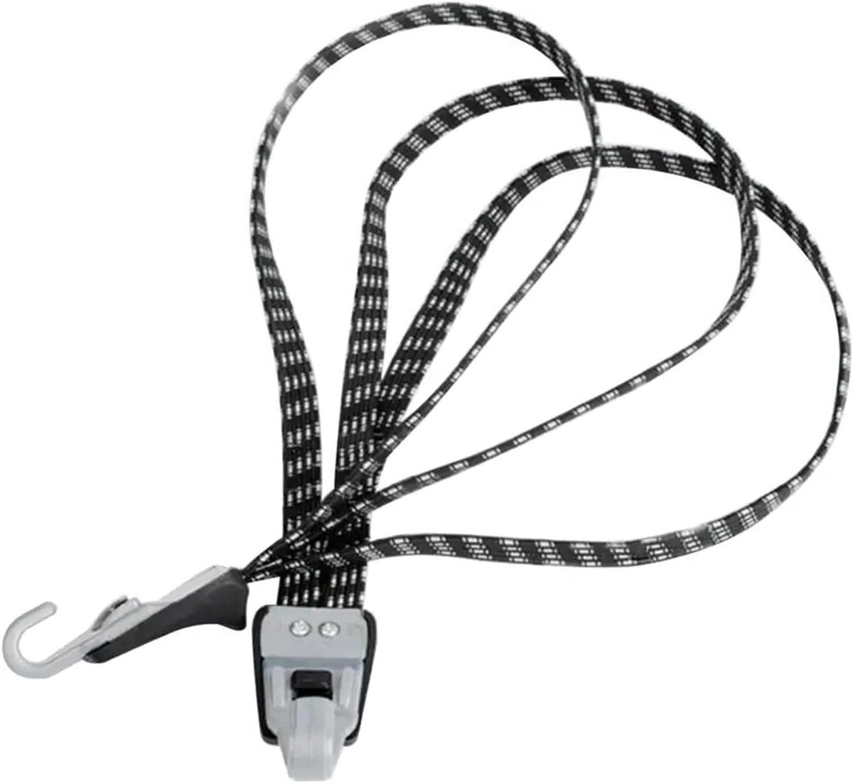 Fiets bagageriem - Spanband elastisch - Bagage vastzetten - Versterkte metalen haak - 1 meter - Zwart